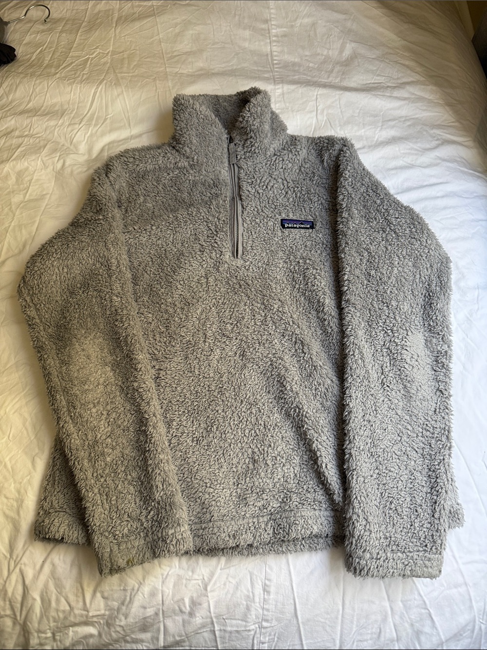 Patagonia Men’s Light Gray High-Pile Quarter-Zip Fleece Pullover